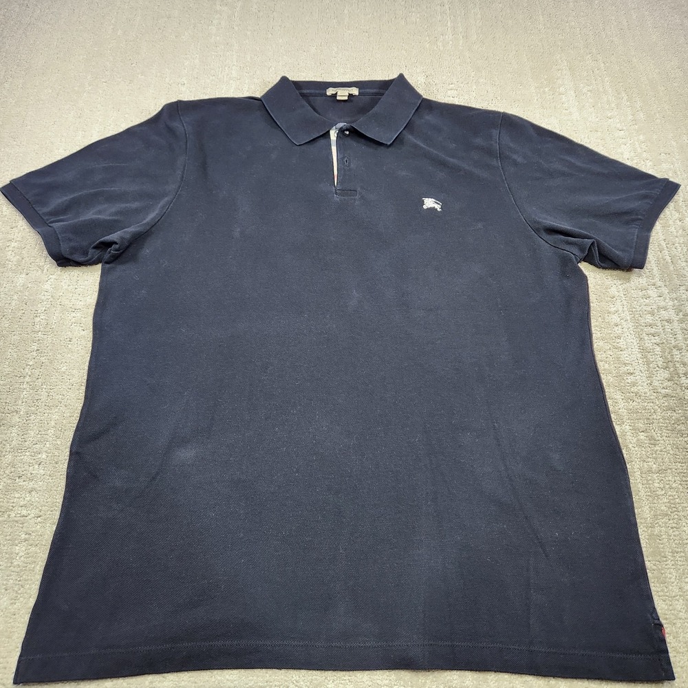 Burberry Brit Polo Shirt Men XX Classic Fit Nova Check Black Pique Cotton - Picture 2 of 10